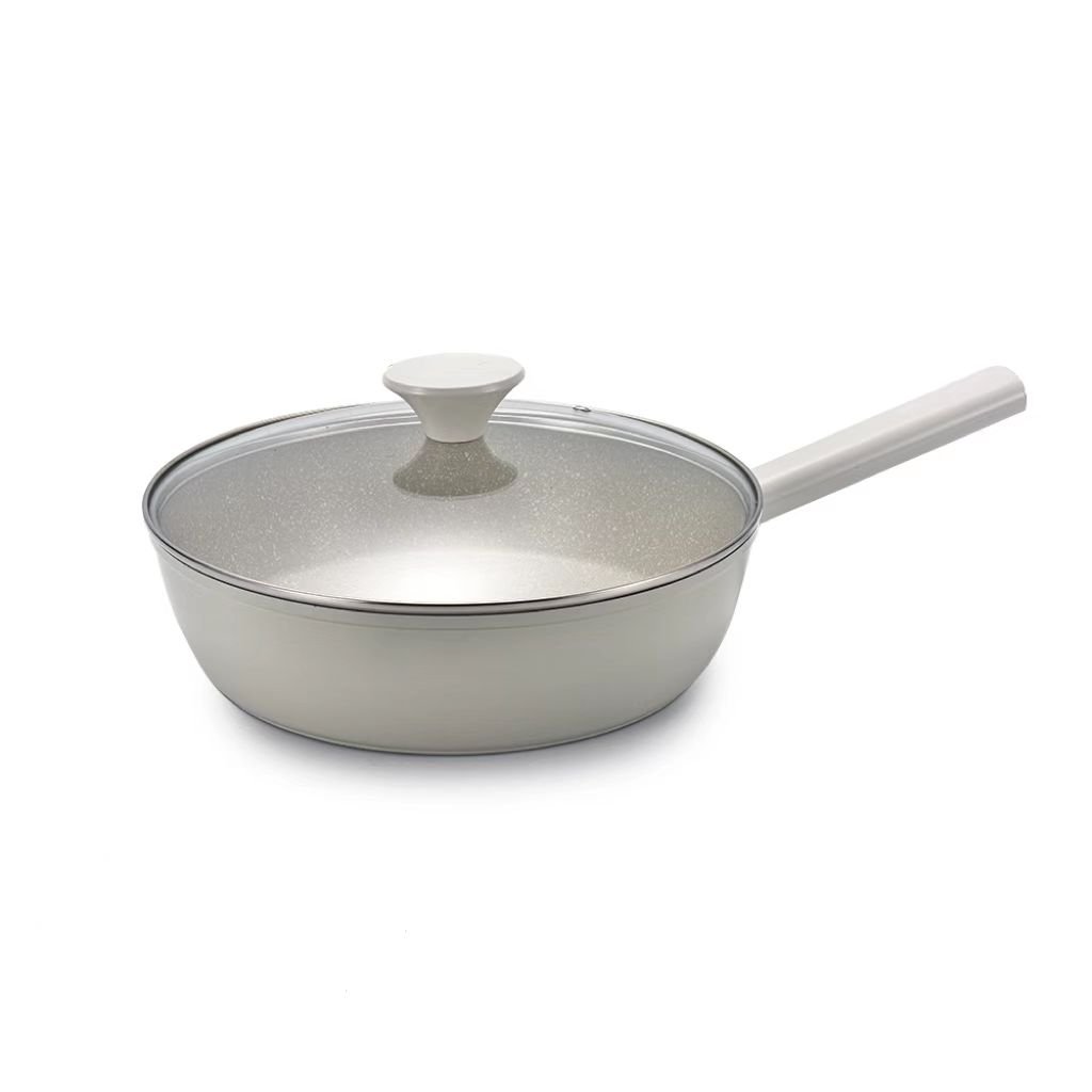 Newest Custom Cast Aluminum Cookware Sets Aluminum Cookware Set Kitchen Pots Forged Aluminum Beige With Black Cookware Sets