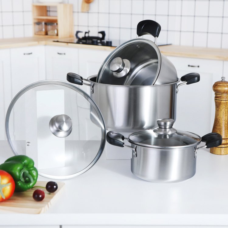 Kitchen Saucepan Cookware Sets Cooking Pots Stainless Steel Soup Pot Sauce Stock Pot for Induction Gas