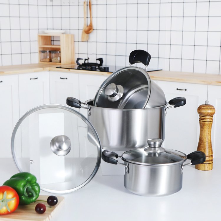 Kitchen Saucepan Cookware Sets Cooking Pots Stainless Steel Soup Pot Sauce Stock Pot for Induction Gas