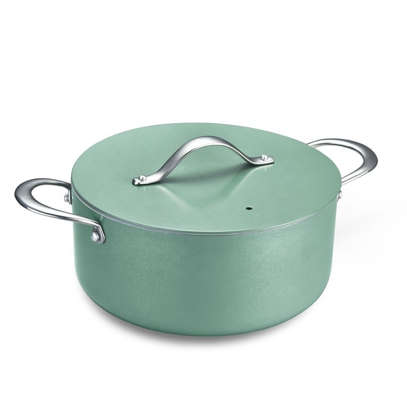 New design 7pcs non stick cookware ceramic coating set with metal lid as gift cookware set for promotion
