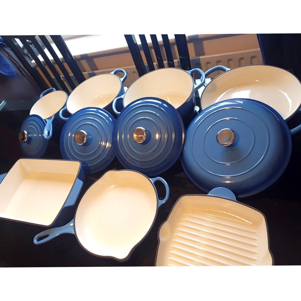 11pcs Cast Iron Enamel Pot Non-Stick Soup Pot Set Household Multi-Function Without Coating Nonstick Cookware Set