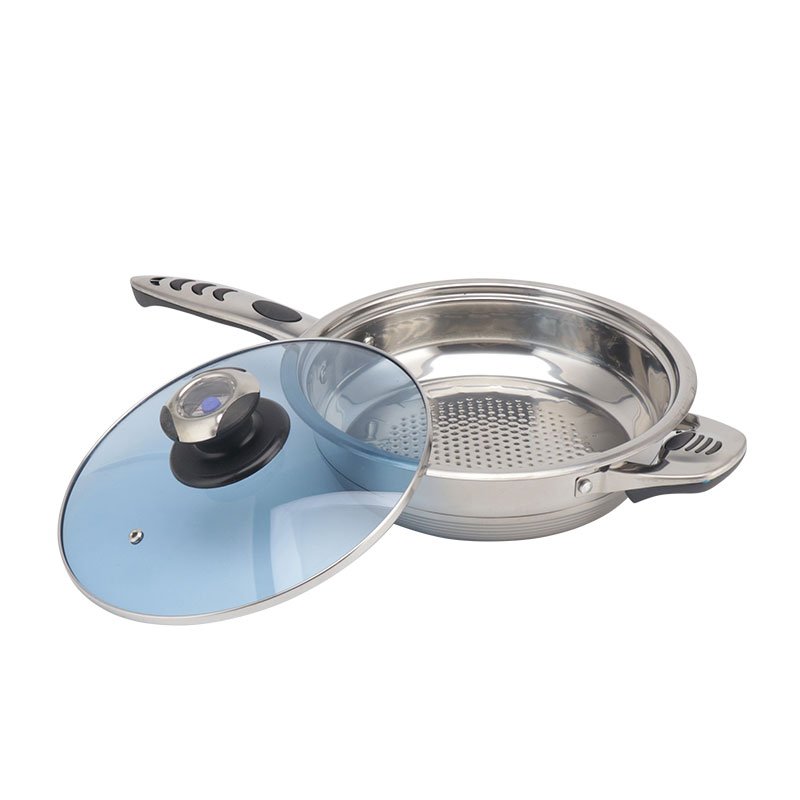 16 pcs Wide Edge Stainless Steel Cookware Set with glass lid/steel lid for all stoves