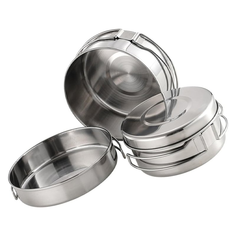 Portable Camping Picnic Outdoor Stainless Steel Metal Dinner Plates Cups Bowls Pans Pots Cookware set