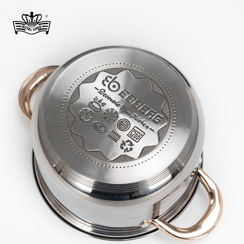 Stainless Steel 5-Layer Induction Bottom 12 Pcs Cookware Set Hot Selling High Quality Soup Pot Milk Pot For Home Kitchenware