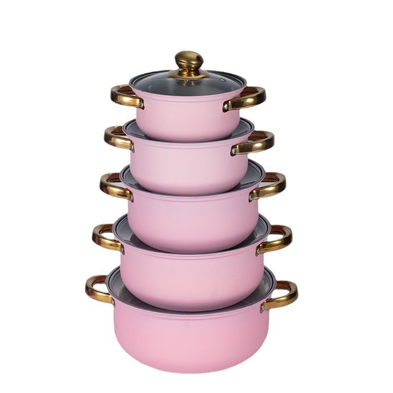 Hot selling stainless steel 10 pieces cookware set non stick cooking pots for kitchen