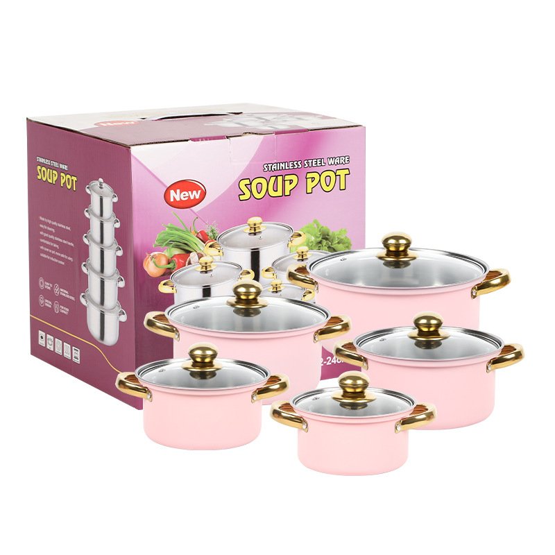 Hot selling stainless steel 10 pieces cookware set non stick cooking pots for kitchen