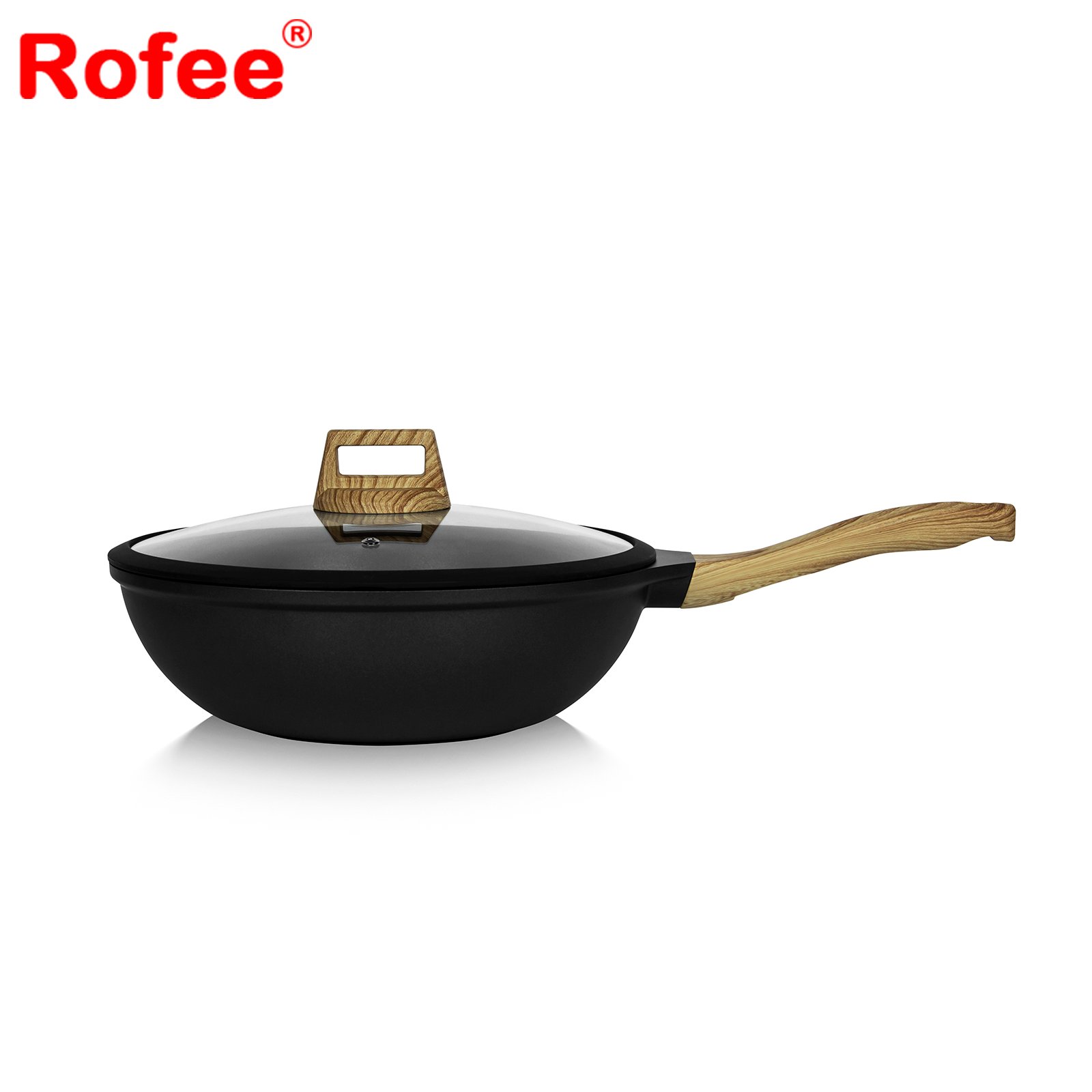 Non Stick Coated Pot Aluminum Wooden Handle Cookware Set Pots And Pans Non Stick Kitchen Induction Cooker Set