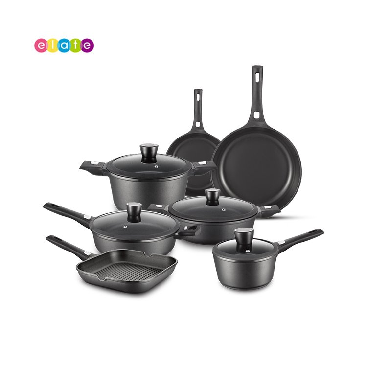 Factory Customized Non Stick Coating Fry Pan Long Handle Skillet Aluminum Cookware Set