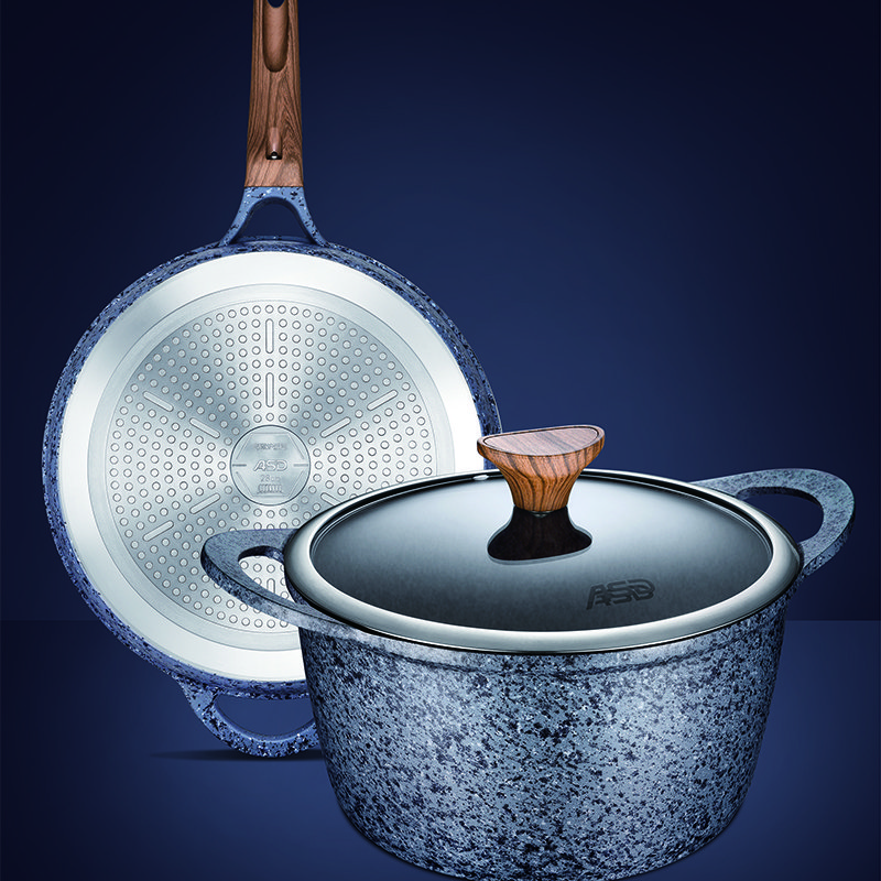 8pcs Granite Pots and Pans Set Non Stick Kitchen Cookware Sets Induction Cookware Nonstick Cooking Set with Wooden Handle