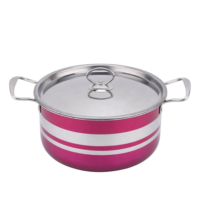 8PCS Stainless Steel Colorful Cooking Sauce Pot Steel Lid Cookware Stock Pot Set Non Stick Cookware Set