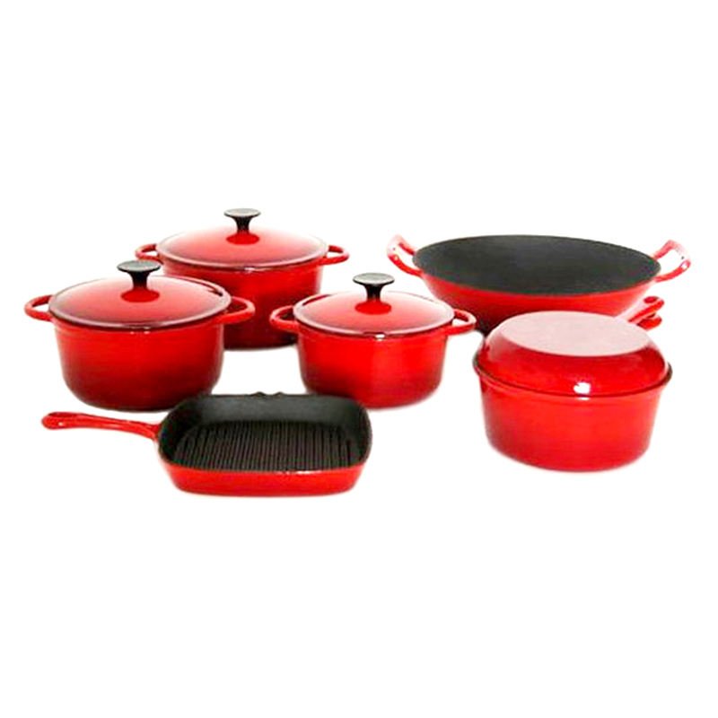 Wholesale Kitchen Cookware Sets Enamel Cast Iron Kitchenware Sets with Lid Cooking Pot