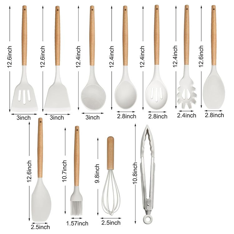 12Pcs Kitchen Accessories Cooking Tools Heat Resistant BPA-Free Non-Stick Cookware Silicone Kitchen Utensils Set