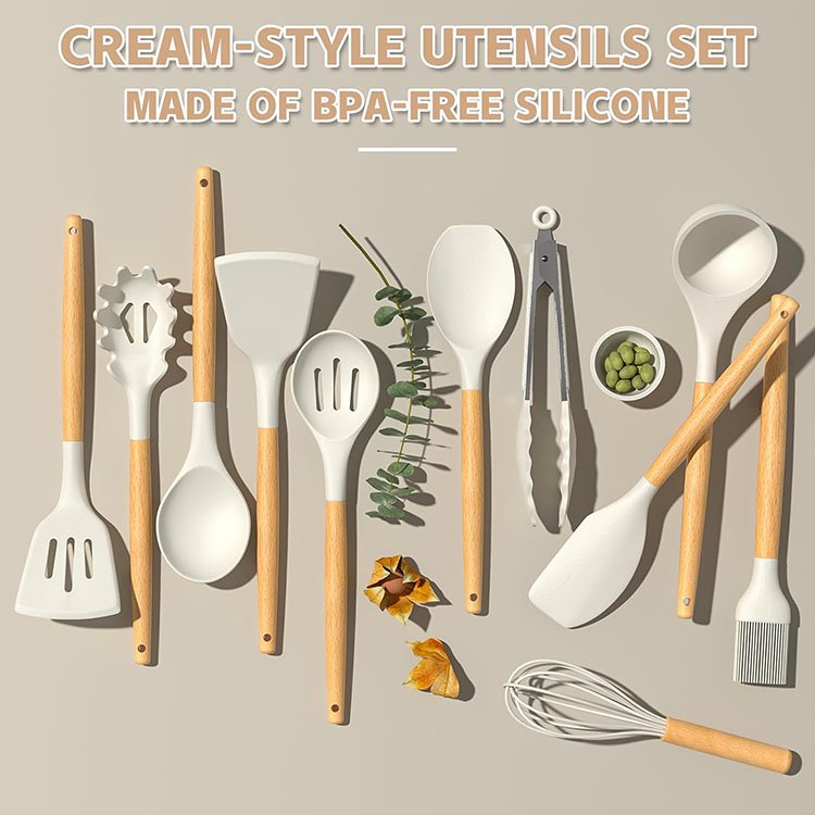 12Pcs Kitchen Accessories Cooking Tools Heat Resistant BPA-Free Non-Stick Cookware Silicone Kitchen Utensils Set