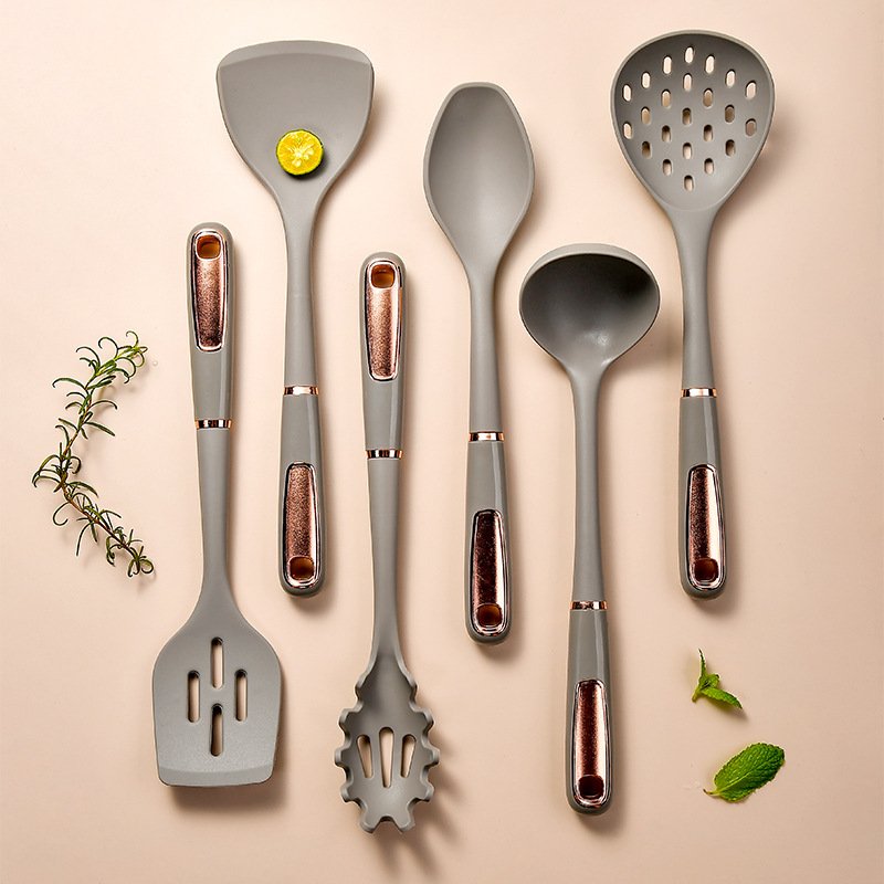 Non-stick Silicone cookware Seven-piece set With Rotating Storage Holder ABS Handle Cooking Spatula Spoon Cookware set