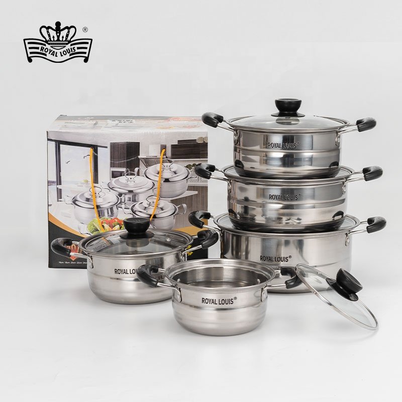 ROYAL LOUIS 10 Pcs Hot Selling Cooking Pot Set Cheaper Price Stainless Steel Cookware Sets Soup Pot Gift Kitchen Ware