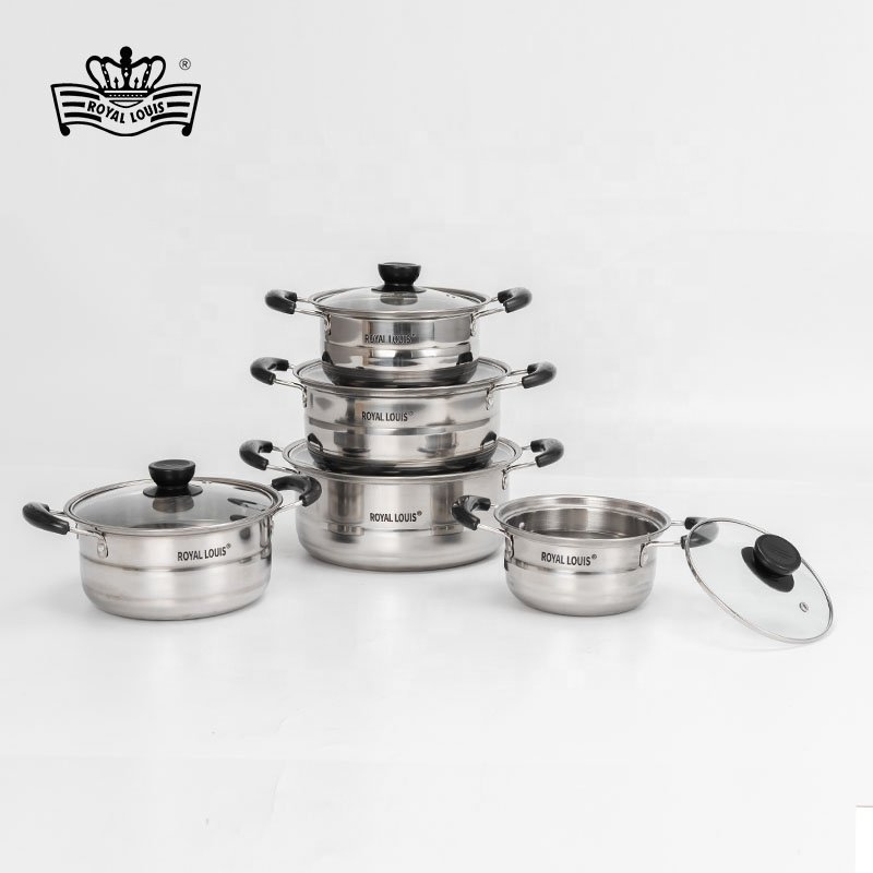 ROYAL LOUIS 10 Pcs Hot Selling Cooking Pot Set Cheaper Price Stainless Steel Cookware Sets Soup Pot Gift Kitchen Ware