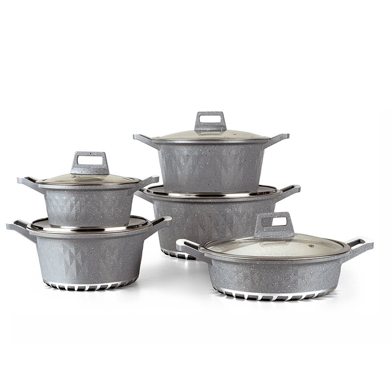 Fashion 10pcs non stick coated cookware set kitchenware set cooking pot aluminum die casting casserole