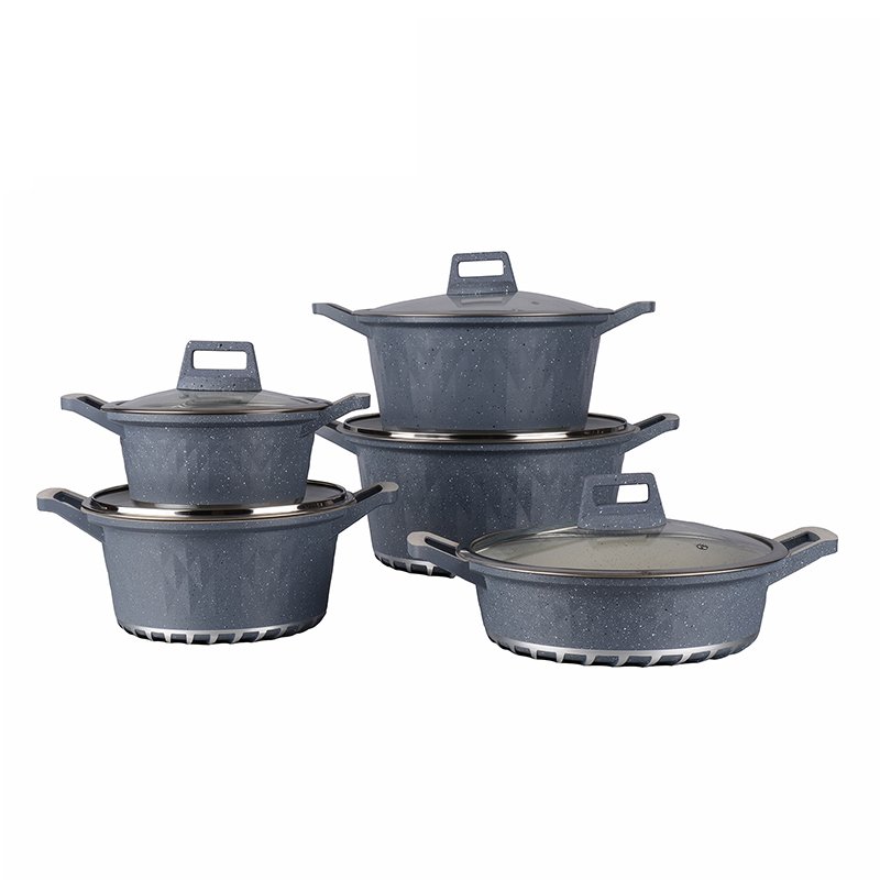Fashion 10pcs non stick coated cookware set kitchenware set cooking pot aluminum die casting casserole