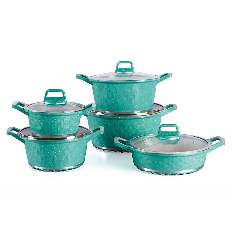 Fashion 10pcs non stick coated cookware set kitchenware set cooking pot aluminum die casting casserole