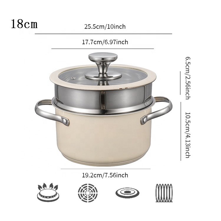 Wholesale Custom Fashion Colorful Stainless Steel 304 Kitchenware Ceramic Painting Casserole Cooking Hot Soup Pot Cookware Sets