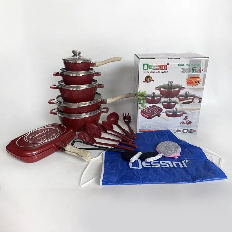 High Quality Granite Non Stick Cookware Set Glam 23pieces Cooking Pot Set Non-Stick Cookware Granite