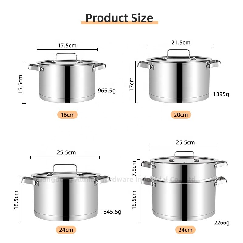 Multifunction Kitchen No 304 Stainless Steel Cooking Pot Set Soup Pot Steamer Pot Cookware Set With Glass Lid
