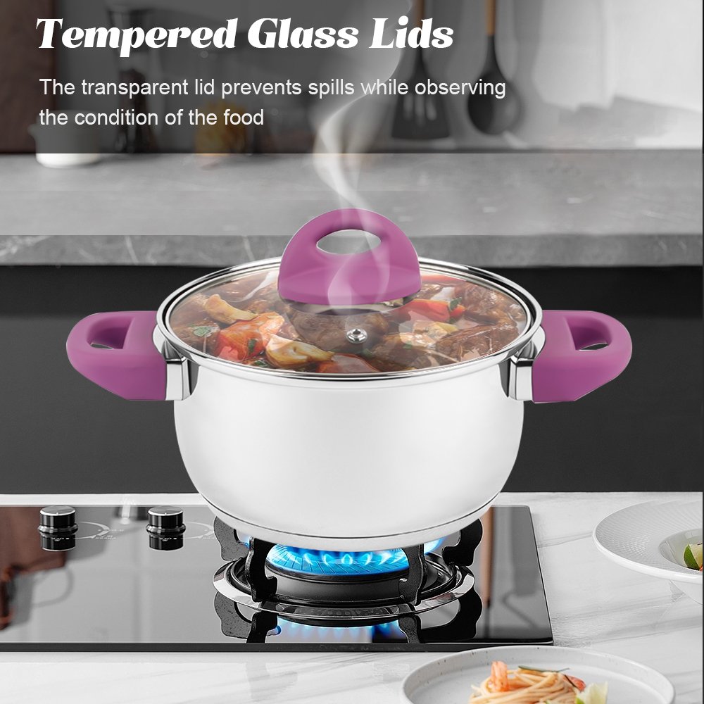 Customizable Logo Kitchenware Kitchen Cookware Sets Non Stick Induction Bottom Pots And Pan Set With Glass Lids