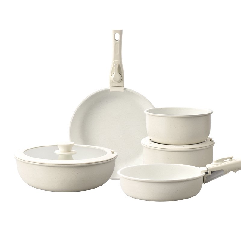 2.2mm Light Grey Ceramic Coating Inside Kitchenware Cutlery Thickness Non Stick Cookware Set