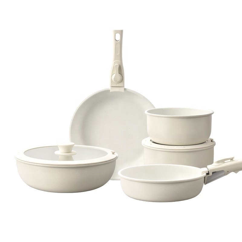 2.2mm Light Grey Ceramic Coating Inside Kitchenware Cutlery Thickness Non Stick Cookware Set