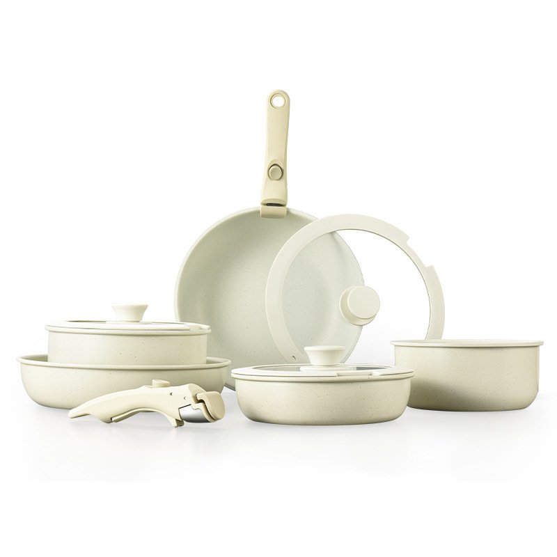 2.2mm Light Grey Ceramic Coating Inside Kitchenware Cutlery Thickness Non Stick Cookware Set