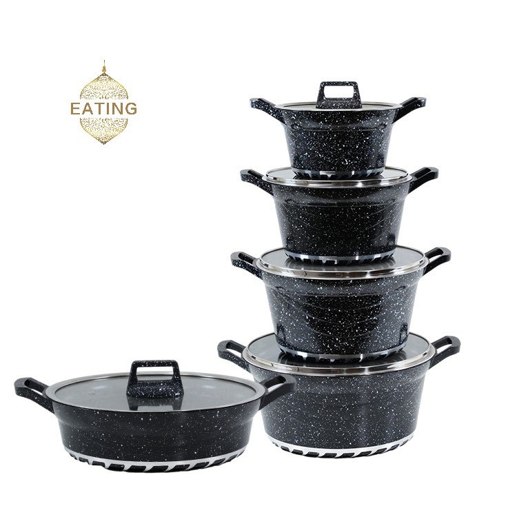 Non-stick Wholesale Cooking Casseroles 10 pieces Set Regina cookware set New American Style Granite pots