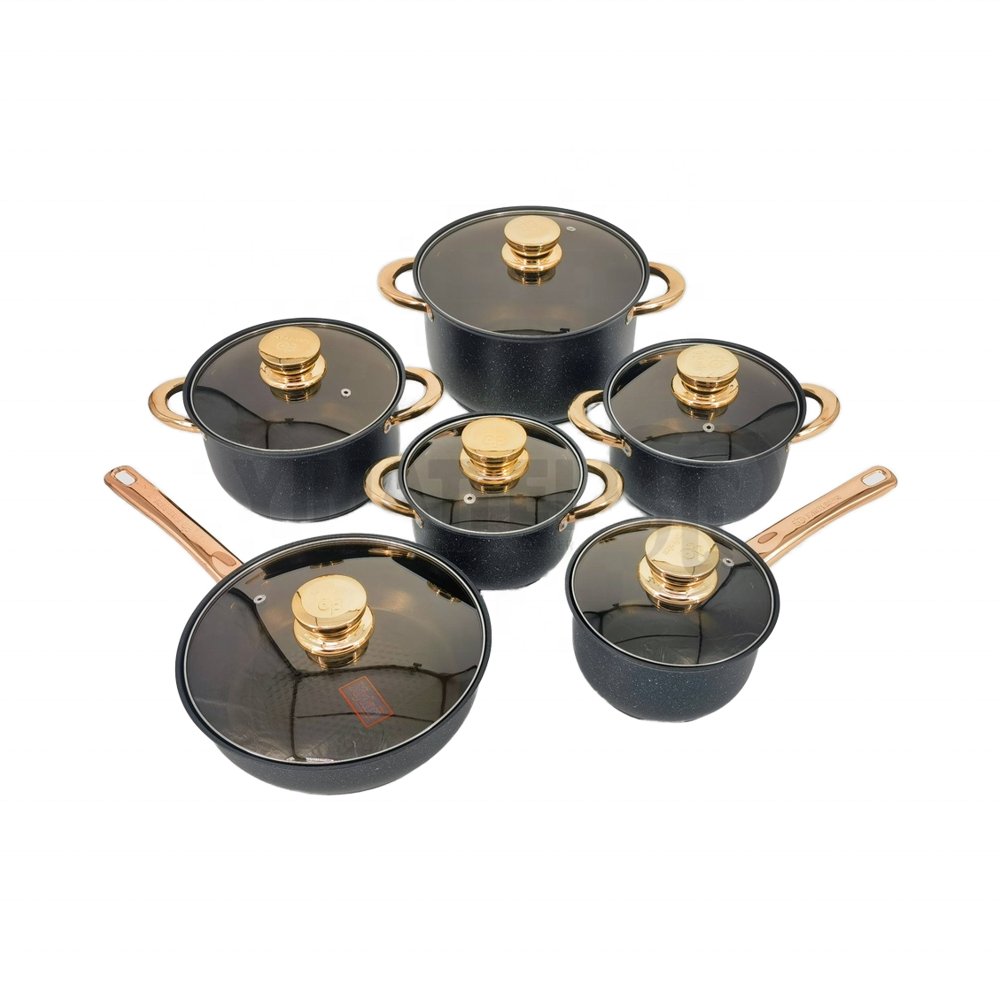 12 pieces of modern style stainless steel cookware set suitable for home cooking