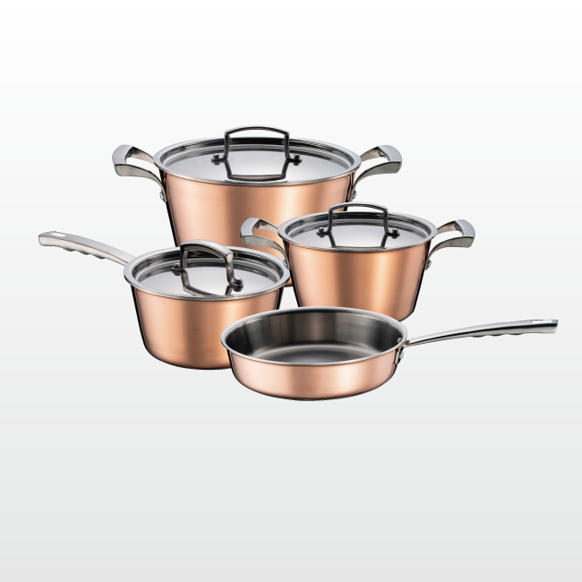 tri-ply stainless steel, induction bottom with stainless steel lid 7 pcs cookware set
