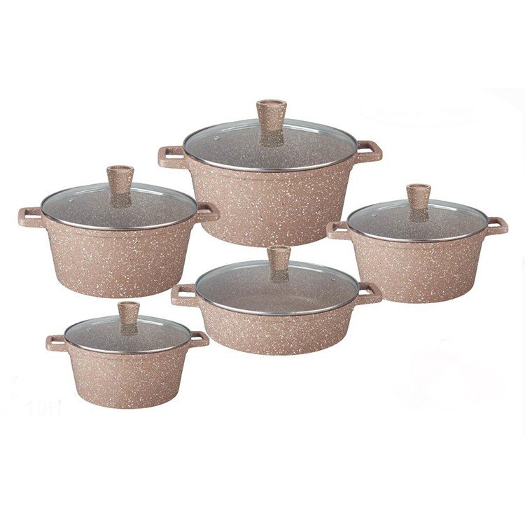 Die Casting Aluminium Non Stick Dessini 10Pcs Kitchen Cookware Set