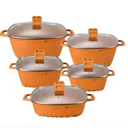 Stocked Die Cast Set Kitchen 20/24/28/32/28cm 10pieces Cookware sets Cartoon Multifunction Cooking Pot Sets