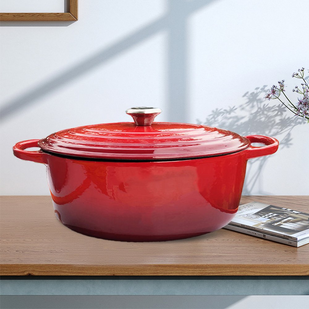 Hot Selling 33*23 New Arrivals Enamel Stew Pot Cast Iron Cookware Set Shallow Casserole Big Volume Soup Pot With Lid