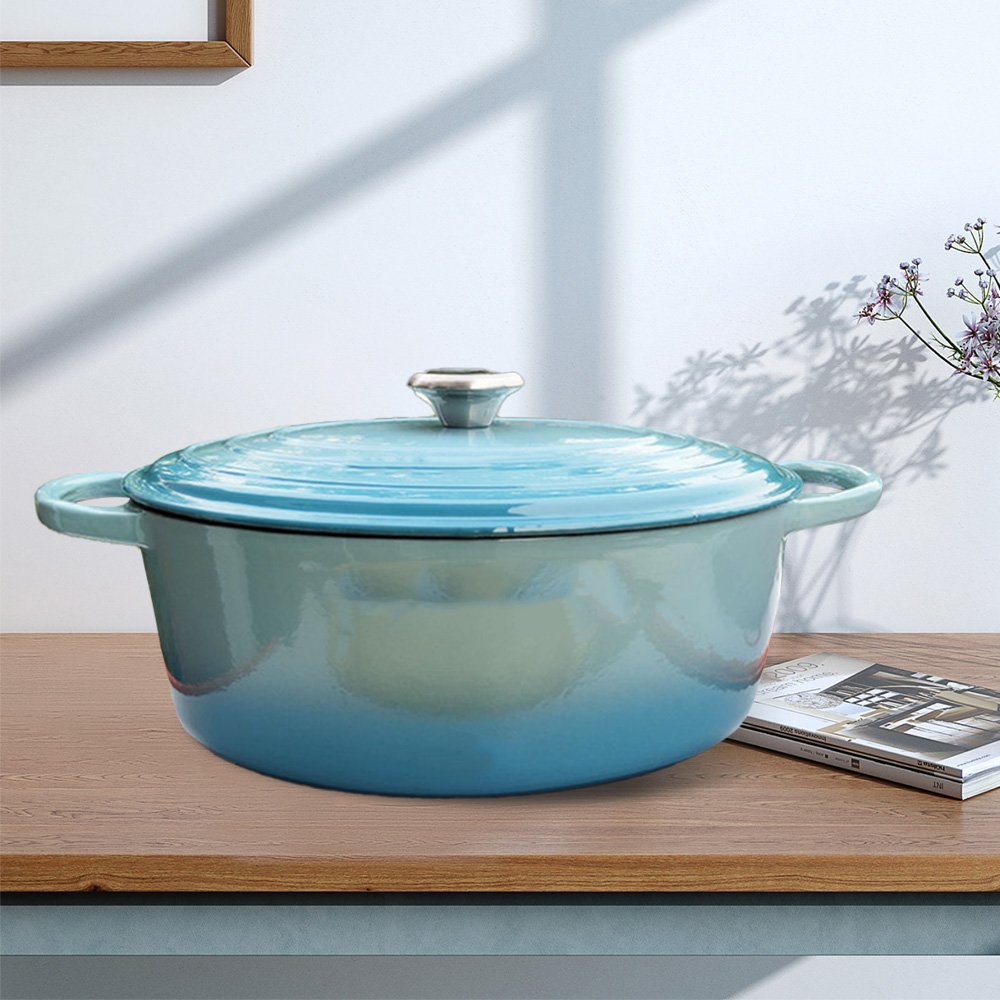 Hot Selling 33*23 New Arrivals Enamel Stew Pot Cast Iron Cookware Set Shallow Casserole Big Volume Soup Pot With Lid
