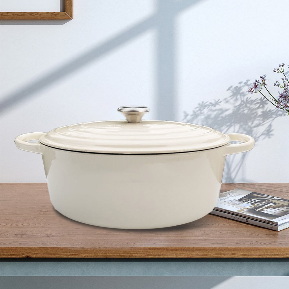 Hot Selling 33*23 New Arrivals Enamel Stew Pot Cast Iron Cookware Set Shallow Casserole Big Volume Soup Pot With Lid