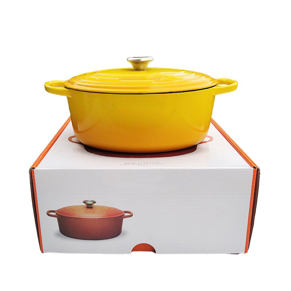 Hot Selling 33*23 New Arrivals Enamel Stew Pot Cast Iron Cookware Set Shallow Casserole Big Volume Soup Pot With Lid