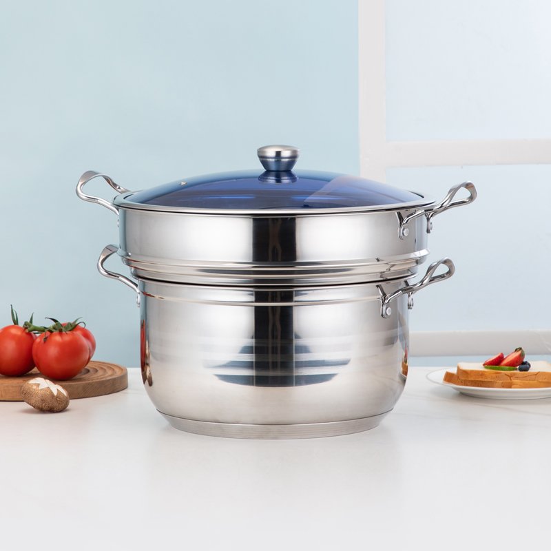 201 stainless steel cookware sets round shape cooking pots comfortable handle frying pan