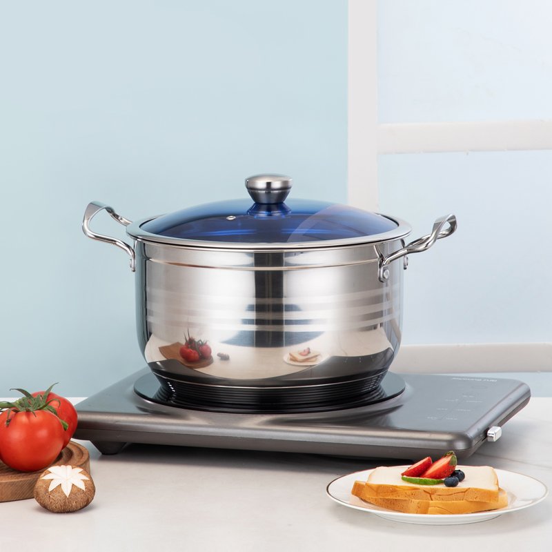 201 stainless steel cookware sets round shape cooking pots comfortable handle frying pan