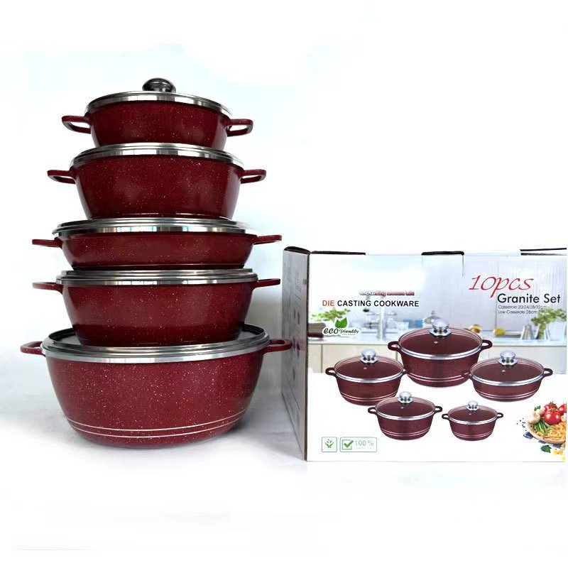 Factory Stock 10pieces set Pot Set Thermal Cooker Pot Cookware Set Cooking