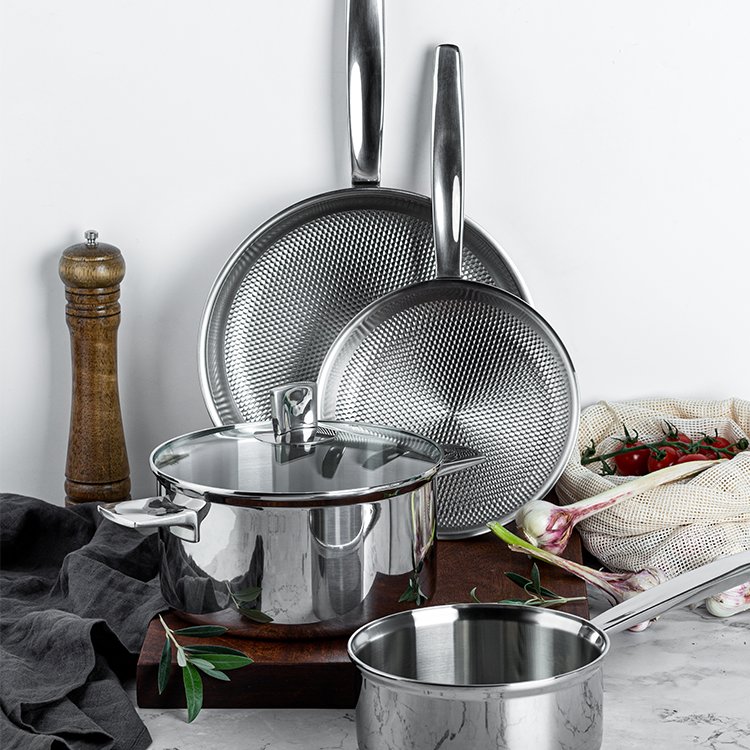 Hot Sale 3ply Stainless Steel Non Stick Cookware Set Induction Cooking Pot Frypan