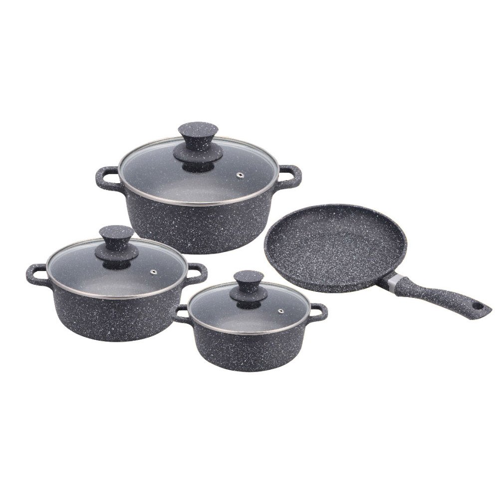 7 Pieces Nonstick Cookware Sets Stone Non Stick Frying Pans and Saucepan Sets with Cooking Utensils,Induction Compatible