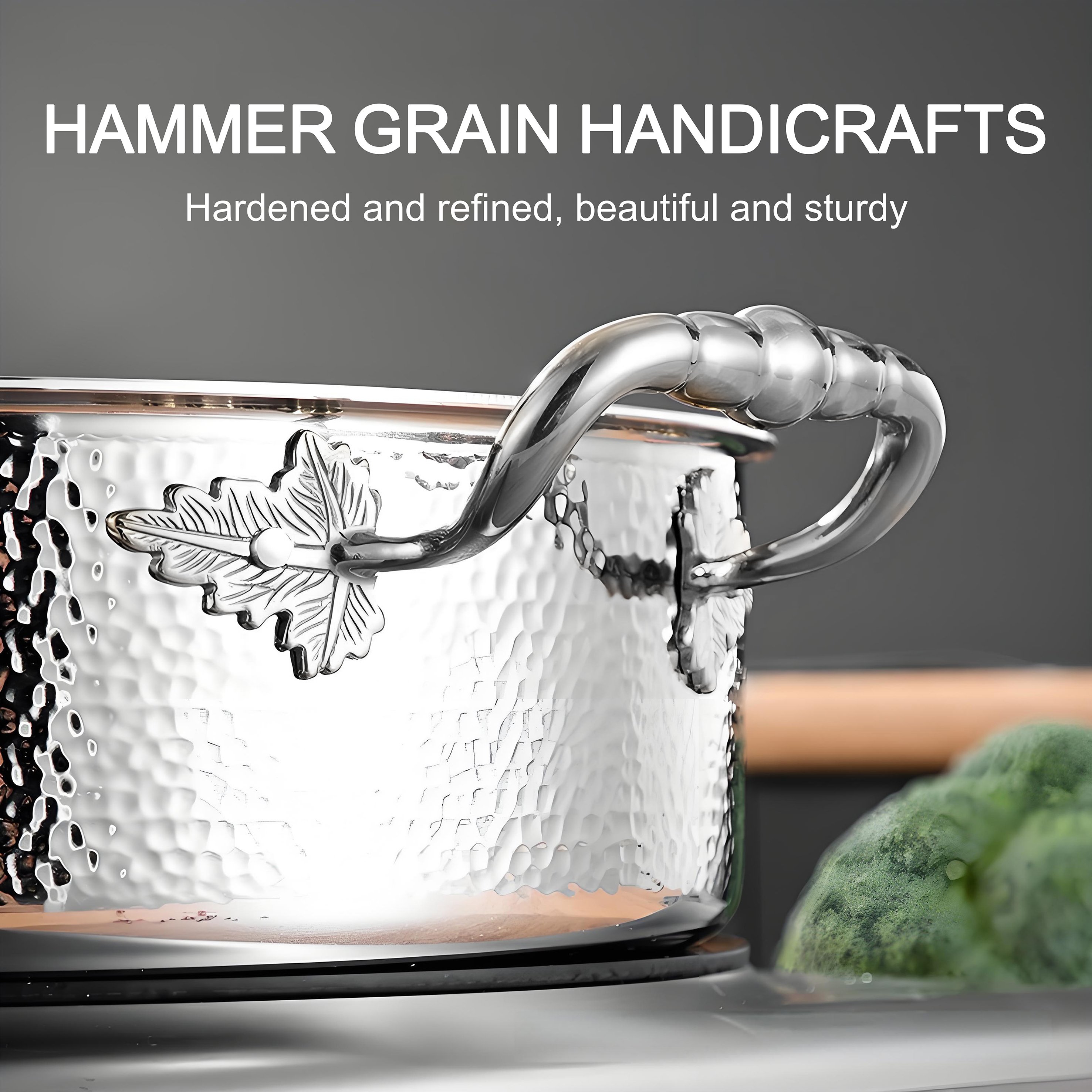 Luxury 304 Stainless Steel Nature Color Hot Pot 3 Layers Cooking Pot Kitchen Cookware Set with Metal Lid