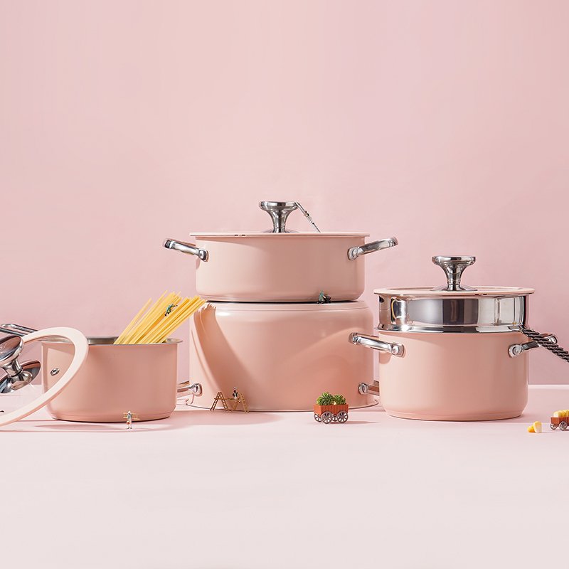 FTS cooking pot set multipurpose stock non stick stainless steel kitchenware high quality kichen nonstick cookware sets