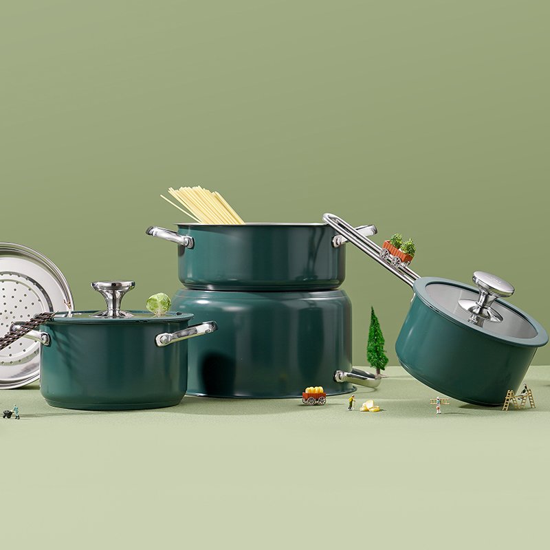 FTS cooking pot set multipurpose stock non stick stainless steel kitchenware high quality kichen nonstick cookware sets