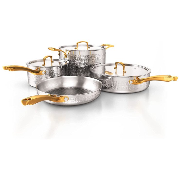 Stainless steel cookware 16/18/20/24cm straight shape 7 pcs cookware set