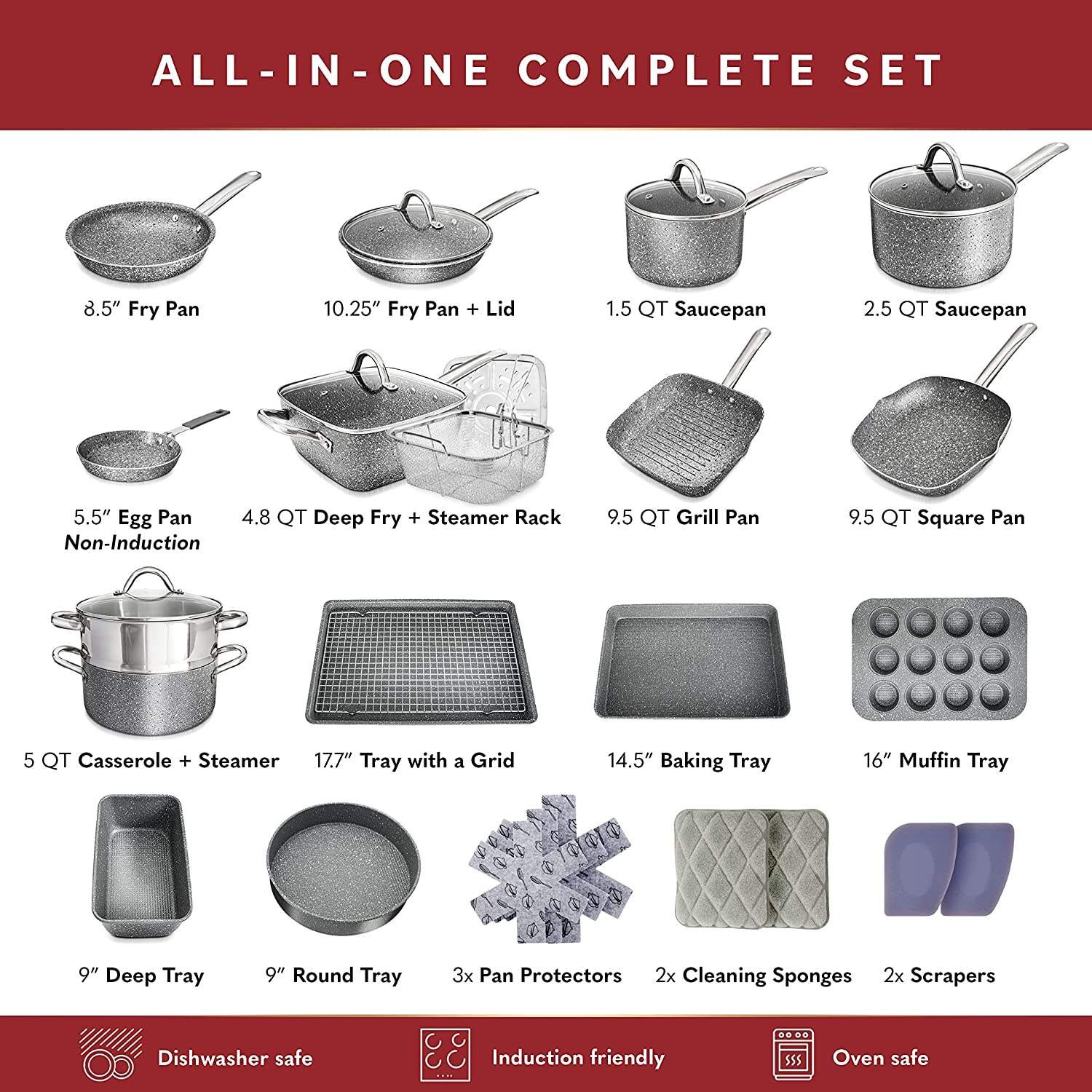 Luxury utensils set kitchen cookware pans cooking cookware sets aluminum pot set granite nonstick