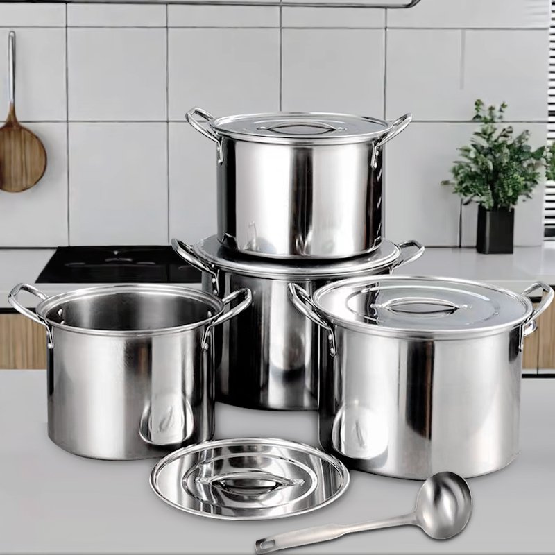4PCS Wholesale Cooking Pot Cookware Sets Stainless Steel Pot Kitchen Soup Pot Non-stick Cooking Casserol